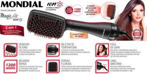 Escova Secadora Mondial, Magic Air Íon, 127V, Vermelho/Preto, 1200W – ES-01
