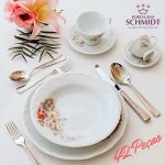 Aparelho de Jantar Chá Café Schmidt Porcelana Eterna 42 Peças