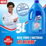 Desinfetante Líquido Lysol Líquido Pureza do Algodão 3L, Lysol, Azul