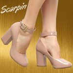 Scarpin Griffe Salto Alto Tira Bege