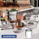 Jogo de Panelas com Fundo Triplo, Tramontina, Solar Inox 6 peças