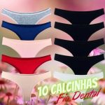 Kit 10  Fio Dental Try Basics Algodão Cotton Básica Lisa Moda Lingerie