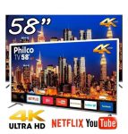Smart TV LED 58″ UHD 4K Philco PTV58F80SNS com Netflix, Dolby Audio, Wi-fi, HDR, Processador Quad-Core, Entradas HDMI e USB