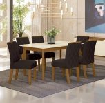 Mesa de Jantar 6 Lugares Retangular Tampo de Vidro – Henn Marisa