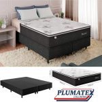 Cama Box Queen (Box + Colchão) Plumatex – Mola Ensacada 65cm de Altura Dallas
