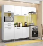 Kit Cozinha Poliman Móveis Lia D15200 com Balcão – Nicho para Micro-ondas com Tampo 2 Gavetas