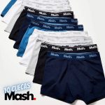 Kit 10 Cuecas Boxer Algodão, Mash, Masculino