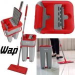 Balde MOP WAP Multiuso Duplo Compacto Lava e Seca 8 Litros Flat com Refil de Microfibra, Cinza com Vermelho