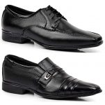 Kit 2 Pares Sapato Sociais Em Couro Polo State Premium Preto