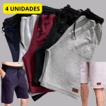 Kit 4 Bermudas Shorts Moletom Masculina Academia Dia a Dia By Zaroc