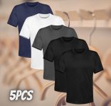 Kit 5 Camisetas Masculina Lisa Algodão Qualidadev