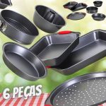Conjunto de Assadeiras 6 Peças Nona Em Aço Carbono Com Alça Em Silicone – Classic Home