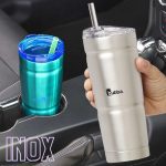 Copo de aço inoxidável térmico Bubba Envy S com canudo, 710 ml, tampa transparente