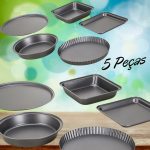 Conjunto de Assadeiras 5 Peças Milano Em Aço Carbono – Basic+ (2 Cores)