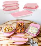 Conjunto Assadeira Marinex 1576 com Tampa Rosa 6 Peças