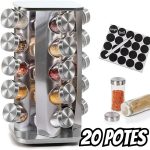PORTA TEMPEROS CONDIMENTOS ARREDONDADO AÇO INOX 20 POTES