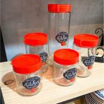 Potes Herméticos de Vidro Kitchen Vermelho 5 Peças – Casambiente