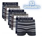 Kit 10 Cuecas Boxer Polo Wear Listrada Sortida