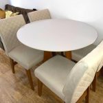 Conjunto de Mesa Sala de Jantar 4 cadeiras Redonda 1,03m Athenas Cedro/Areia