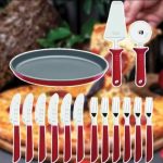 Kit Pizza Faqueiro Tramontina Lâminas Aço Inox e Cabos Polipropileno Vermelho 14 Peças + Forma