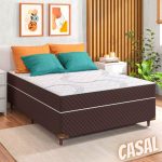 Cama Box Casal Umaflex Orleans com Molas Ensacadas 58x138x188cm – Marrom/Branco