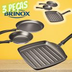 Conjunto 3 peças, Grill, Tapioqueira, Frigideira, Garlic, Grafite, Brinox
