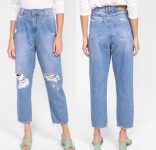 Calça Jeans Sawary Rasgada Cintura Alta Feminina