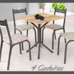 Mesa de Jantar 4 Cadeiras Quadrada – Preto e Junco Manteiga Ciplafe Clássica Ana