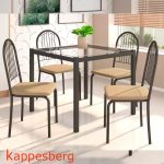 Mesa de Cozinha 4 Cadeiras Quadrada Tampo de Vidro – Crome Florida Kappesberg