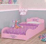 Cama Infantil Móveis Estrela Doll com Grade de Proteção – Rosa Acetinado