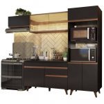 Cozinha Completa Madesa Reims XA260001 com Armário e Balcão – Preto/Rustic
