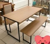 Mesa de Jantar 2 Bancos 4 Lugares Retangular – Freijó e Preto Industrial Kappesberg