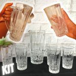 Conjunto de 6 Copos e 1 Jarra de Vidro Sodo-Cálcico Rojemac Transparente