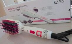 Escova Alisadora GAMA Innova Nano Ceramic Ion – bivot, Gama Italy, Escova Alisadora Gama Innova Nano Ceramic Ion – bivot HDCBR0000000341, Branco/Rosa e Preto