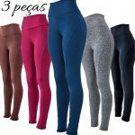 KIT 3 Leggings Montaria Suplex Cós Alto