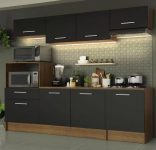 Cozinha Completa Madesa Onix 240001 com Armário e Balcão – Rustic/Preto