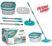 Mop giratório Cubo, balde com 9 litros, MOP0600, Flash Limp, Cinza/ Verde