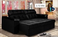 Sofá New Itália 2,72 Mts Retrátil e Reclinável Tecido Suede – Cama InBox