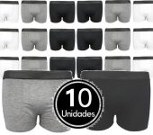 Kit 10 Cueca Boxer Algodão Box Cotton Sortida C5
