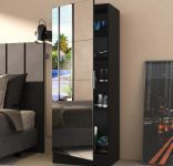 Sapateira 1 Porta com Espelho Jade Plus Multimóveis Preta