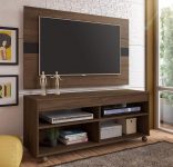 Rack com painel para Tv de até 47” com rodízios CROSS cor Amendoa/Preto – Artely