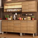 Cozinha Completa Madesa Emilly Dance com Balcão e Armário Vidro Reflex