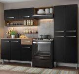 Armário de Cozinha Compacta Madesa Emilly Pop com Balcão – Rustic/Preto