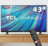 Android TV LED 43” TCL S615 Full HD HDR com Wifi e Bluetooth integrados, 3 HDMI, 2 USB, Controle Remoto com Comando por controle de Voz, Google Assistant e praticamente sem borda