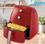 Fritadeira sem Óleo Midea 4L Vermelha ou Preta 1500W