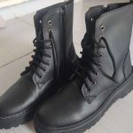 Bota Coturno Militar Feminino Blogueira Cano Alto Com Cadarço Sola de Borracha Antiderrapante