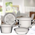 Conjunto de Panelas 4 Peças Tramontina Allegra em Aço Inox com Fundo Triplo e Tampas com Saída de Vapor
