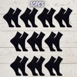 Kit com 10 Pares de Meia Cano Alto Longo Sport Preta Algodão