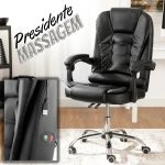 Cadeira de escritório presidente com massagem preta – Basic+
