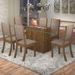 Conjunto Sala de Jantar Mesa Lina 6 Cadeiras Kiara Espresso Móveis Avelã/Canela